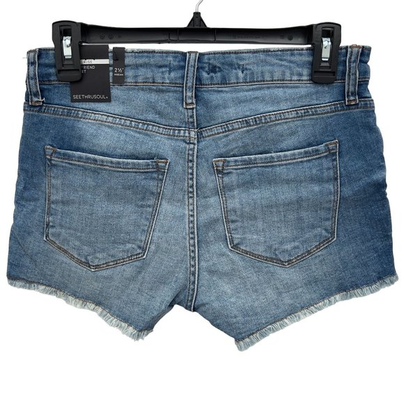 NEW SEE THRU SOUL Distressed High Rise Boyfriend Cut-off Short Size 26 30W 0028 - Picture 2 of 8